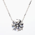 3.38 cttw 14k White Gold Round Solitaire Pendant, 16-18" Adjustable Chain