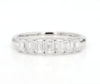 1.02 cttw 14k White Gold Emerald 7 Stone Wedding Band, Trellis Weave Setting