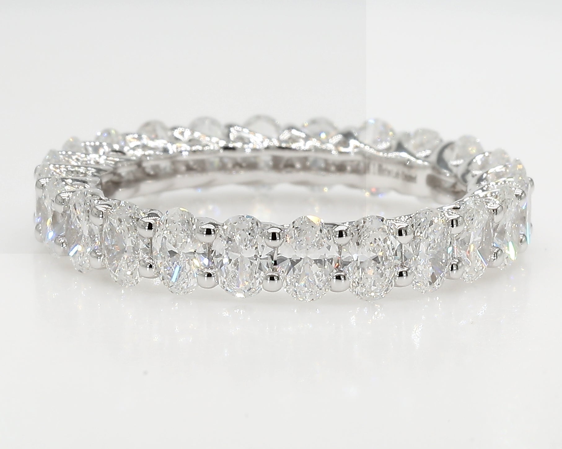 3.00 cttw 14k White Gold Round, Eternity Band, Trellis Weave Setting