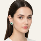 Rhodium-Coated Emerald Ice Starburst earring